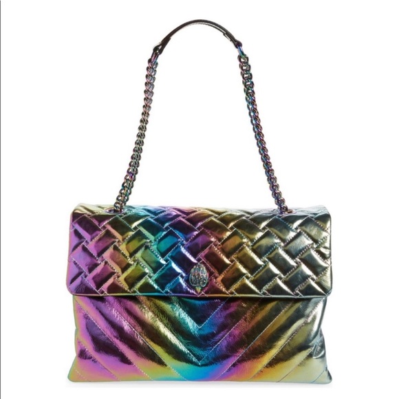 Kurt Geiger XXL Oversized Metallic Iridescent Rainbow Leather Kensington Bag - Picture 1 of 5
